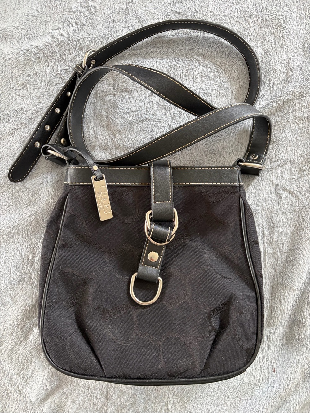 Chaps Black Crossbody Bag with Gold-Tone Hardware